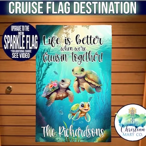 Cruise Magnet Turtle Family Boy Cruise Door Flag, Cruise Door Decoration, Cruise Door Sign, Cruise Door Flag, Cruise Door Banner