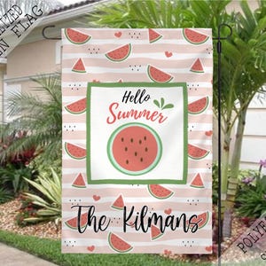 Watermelon Summer Garden Flag, Hello Summer House Flag, Garden Decor, Yard Decoration, Outdoor Decor, House Warming Gift, Welcome Flag