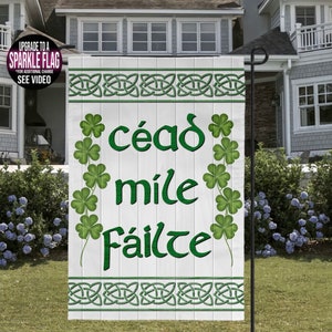 Cead Mile Failte Irish Flag, One Hundred Thousand Welcomes, Patrick’s Day Flag, St. Patrick’s Day Personalized Flag, Garden Flag, Irish Flag