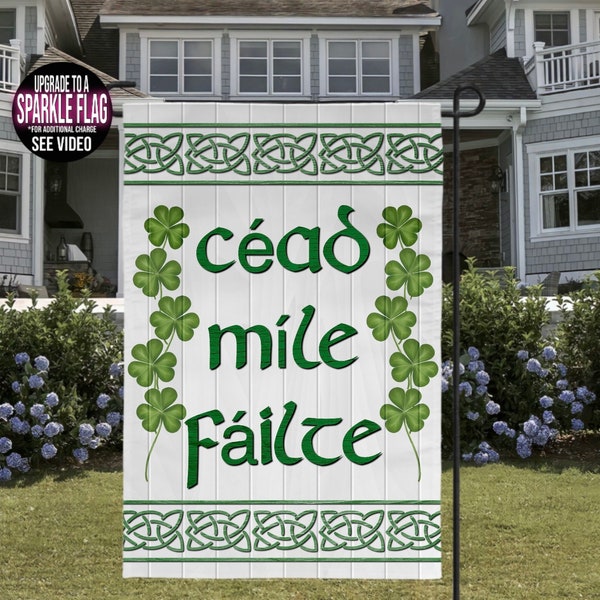 Cead Mile Failte Irish Flag, One Hundred Thousand Welcomes, Patrick’s Day Flag, St. Patrick’s Day Personalized Flag, Garden Flag, Irish Flag