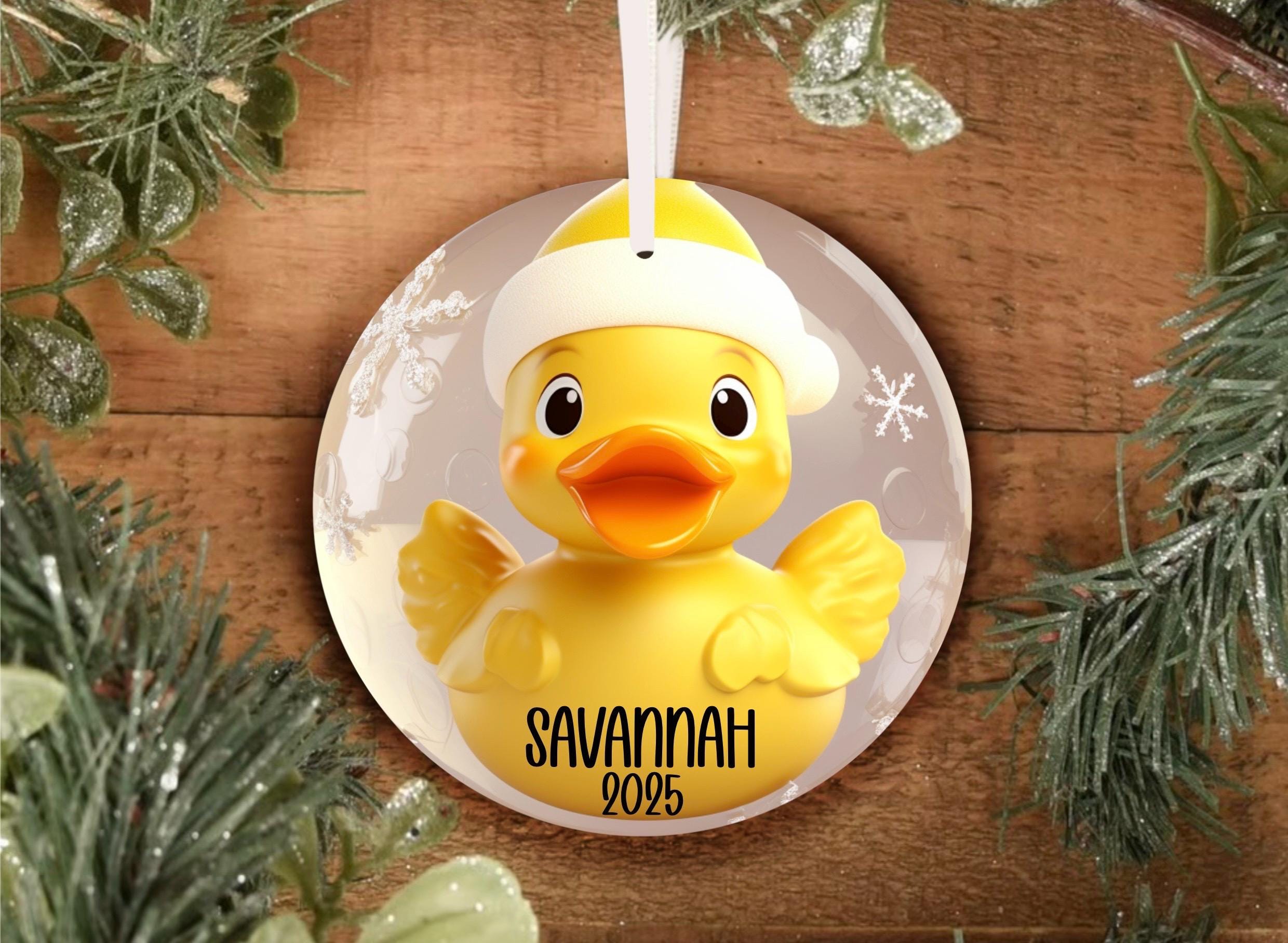 Jet Ski Yellow Ducks - Personalized Christmas Ornament - Gift For Skie