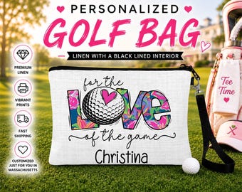 Ladies Golf Cosmetic Bag, Personalized Golf Make Up Bag, Custom Golf Bag, Sports Gift, Golf Team Gift, Coach Gift, Golfer Gift