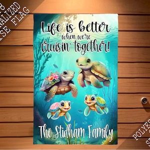 Magnetic Turtle Family Cruise Door Flag, Cruise Door Magnet, Cruise Door Decoration, Cruise Door Sign, Cruise Door Flag, Cruise Door Banner
