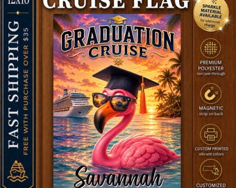 Graduation Cruise Magnet Sign Flamingo Door Flag, Graduation Cruise Door Decoration, Personalized Cruise Sign, Cruise Decor, Cruise Banner