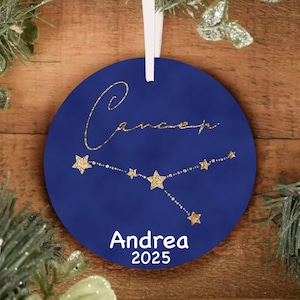 Cancer Astrology Ornament, Astrology Christmas Ornaments, Space Christmas Ornament, Personalized Zodiac