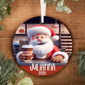 Personalized Santa Coffee Barista Dunk Christmas Ornament, Personalized Co-Worker Ornament, CoWorker Christmas Gift,Christmas Boss Gift