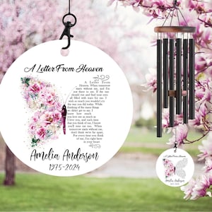 Letter From Heaven Butterfly Wind Chime, Bereavement Gift, Remembrance Wind Chime, Sympathy Gift, In Tribute, In Loving Memory of Wind Chime