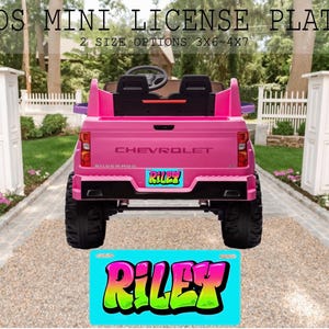 Bright Name Mini License Plate, Kids License Plate, Custom License Plate, Personalized Car Toy, Bike Accessory, Power Car Plate