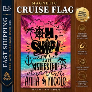 Cruise Sign Magnet Sisters Trip Cruise Door Sign Flag, Cruise Door Decoration, Cruise Door Flag Sign, Cruise Door Banner,Girls Trip Cabin