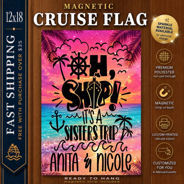 Cruise Sign Magnet Sisters Trip Cruise Door Sign Flag, Cruise Door Decoration, Cruise Door Flag Sign, Cruise Door Banner,Girls Trip Cabin