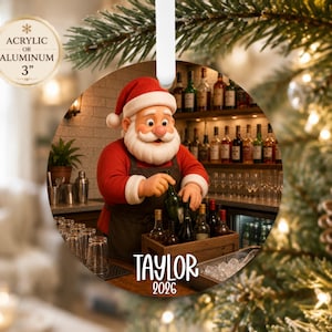 Bartender Christmas Ornament Santa – Holiday Barback Ornament Gift