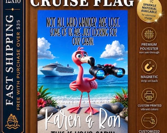 Not All Who Wander Cruise Magnet, Flamingo Magnetic Cruise Door Decoration, Decorate Your Door, Cruise Door Banner