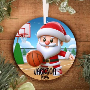 Personalized Santa BASKETBALL Snowman Ornament - Basketball Christmas Ornament - Personalized Christmas Ornament - Sports Ornament