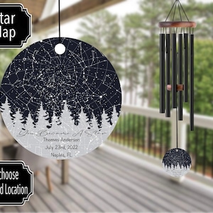 Remembrance Star Map Memorial Wind Chime, Bereavement Gift, Remembrance Chime, Sympathy Gift, In Tribute,In Loving Memory of Wind Chime