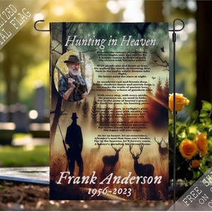 Hunter Hunting Picture Memorial Garden Flag, Cemetery Flag, Sympathy Flag, Remembrance Flag, Outdoor Flag, Funeral Flag, Funeral Gift