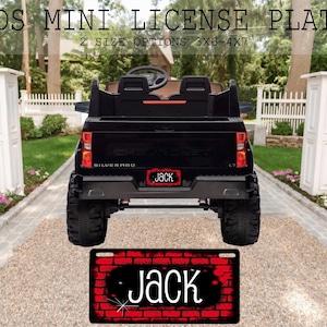 Name Red Brick Mini License Plate, Kids License Plate, Custom License Plate, Personalized Car Toy, Bike Accessory, Power Car Plate