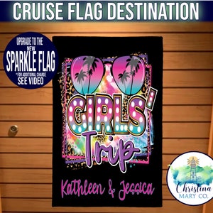 Magnetic Sunglasses Girls Trip Flag, Cruise Door Decoration, Cruise Door Sign, Cruise Door Flag, Cruise Door Banner