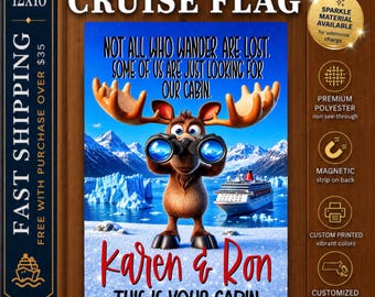 Alaska Cruise Magnet Flag , Moose Cruise Door, Alaska Cruise Sign, Cruise Door Decoration, Cruise Door Magnet, Couples Cruise Sign, Banner