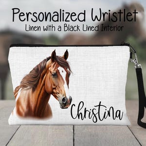 Horse Cosmetic Bag, Personalized Horse Toiletry Bag, Horse Gift, Horse Makeup Bag, Horse Lover Zipper Bag, Horse Pencil Bag
