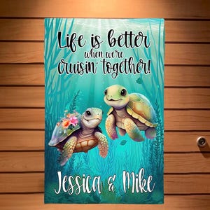 Cruise Door Magnet Sign Turtle Couple Cruise Flag, Cruise Door Decoration, Cruise Door Sign, Cruise Door Flag, Cruise Door Banner Magnetic