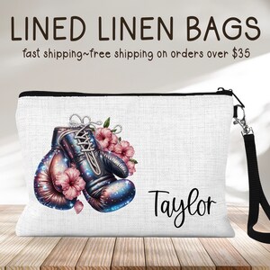Girls Boxing Cosmetic Bag, Personalized Boxing Make Up Bag, Custom Boxing Bag, Boxing Team Gift, Coach Gift, Boxing Wristlet, Boxer Gift