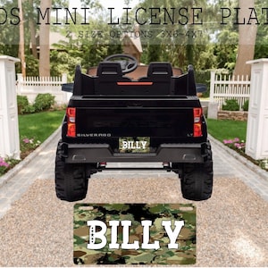 Camo Name Mini License Plate, Kids License Plate, Custom License Plate, Personalized Car Toy, Bike Accessory, Power Car Plate