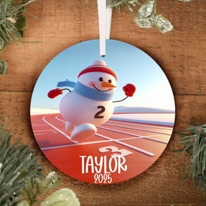 Personalized Snowman Track Ornament, Track Christmas Ornament - Personalized Christmas Ornament - Team Sports Gift Ornament