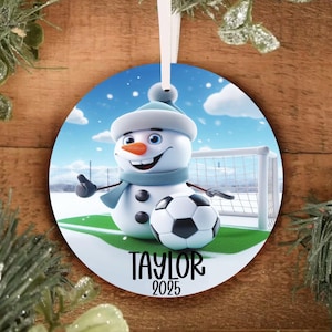 Personalized Snowman Soccer Ornament - Soccer Christmas Ornament - Personalized Christmas Ornament - Team Sports Gift Ornament