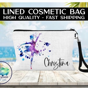 Dance Recital Lined Cosmetic Bag, Dance Recital Gift, Personalized Recital Cosmetic Bag, Ballet Dance Make-up Bag, Dance Competition Gift