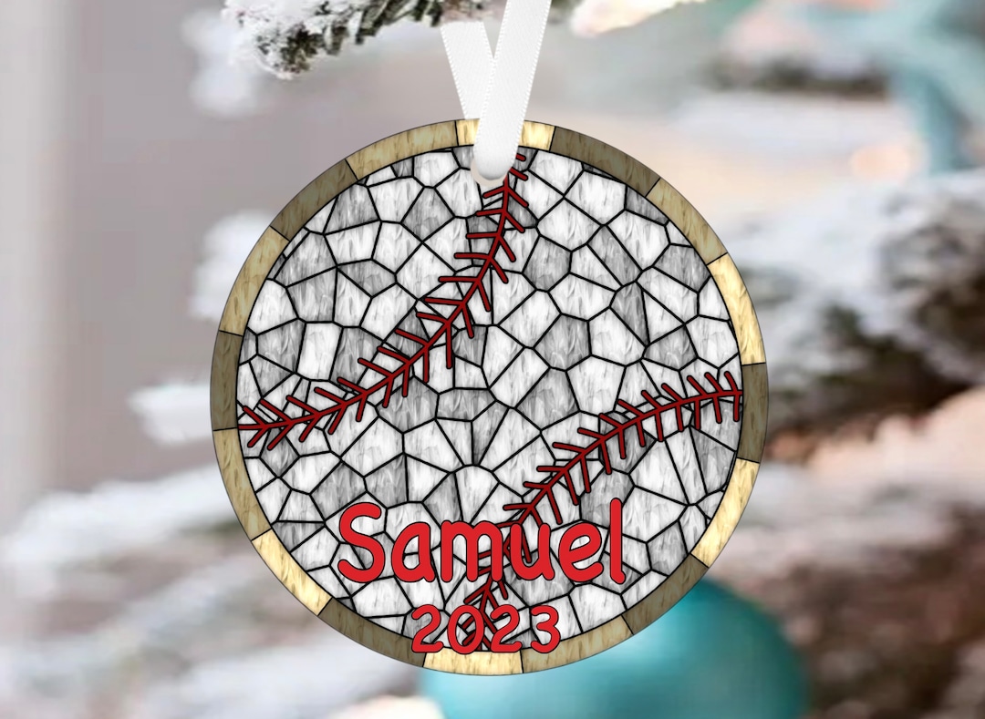 Personalized Stained Glass Baseball Ornament Baseball Etsy
