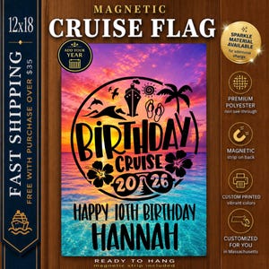 Cruise Magnet Birthday Trip Sign Banner Flag, Cruise Door Decoration, Cruise Cabin Door Sign, Magnetic Cruise Door Flag, Cruise Decoration