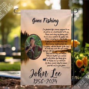 Fishing Picture Memorial Garden Flag, Cemetery Flag, Sympathy Flag, Remembrance Flag, Outdoor Flag, Funeral Flag, Funeral Gift