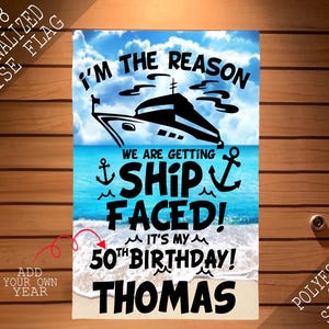 Cruise Magnet, 50th Birthday Sign Banner Flag, Cruise Door Decoration, Cruise Cabin Door Sign, Magnetic Cruise Door Flag, Cruise Door Banner