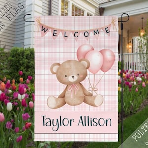 Welcome Baby Girl Garden Flag: Personalized Family Decor