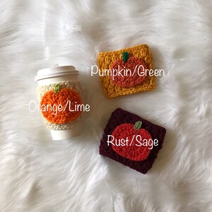 Pumpkin Cozy//Coffee Cup Cozy//Crocheted Cup Cozy image 6