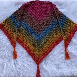 Rainbow Triangle Scarf//Crocheted Rainbow Shawl image 8