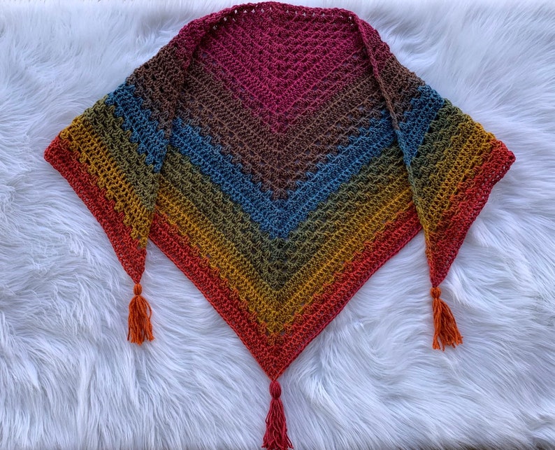 Rainbow Triangle Scarf//Crocheted Rainbow Shawl image 8