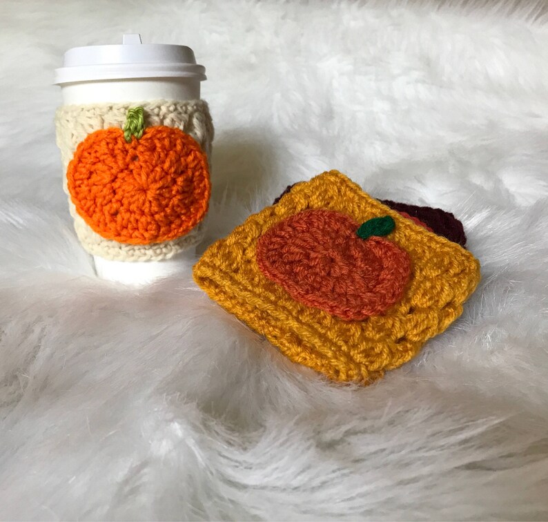 Pumpkin Cozy//Coffee Cup Cozy//Crocheted Cup Cozy image 3