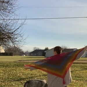 Rainbow Triangle Scarf//Crocheted Rainbow Shawl image 5