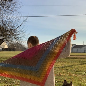 Rainbow Triangle Scarf//Crocheted Rainbow Shawl image 4