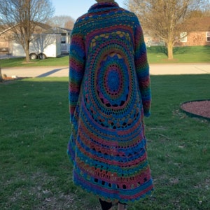 Crochet Mandala Cardigan//Handmade Boho Jacket