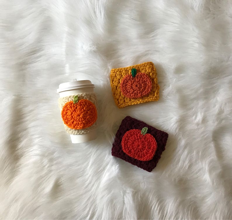 Pumpkin Cozy//Coffee Cup Cozy//Crocheted Cup Cozy image 4