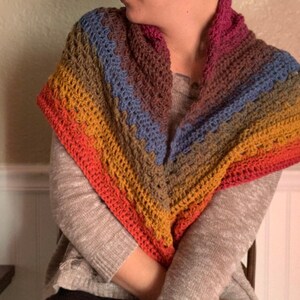 Rainbow Triangle Scarf//Crocheted Rainbow Shawl image 7