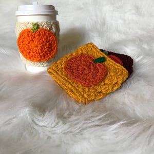 Pumpkin Cozy//Coffee Cup Cozy//Crocheted Cup Cozy image 5