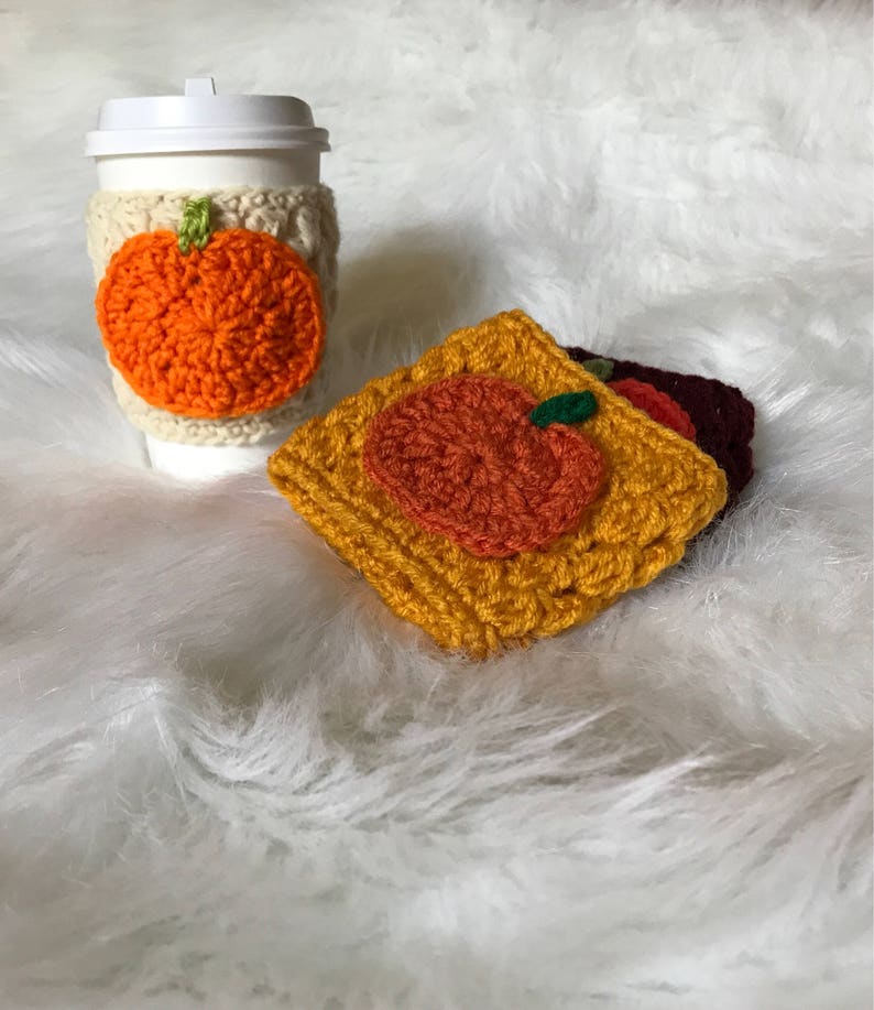 Pumpkin Cozy//Coffee Cup Cozy//Crocheted Cup Cozy image 5