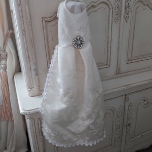 X SMALL / SMALL Cream satin embroidered pet dog wedding dress special occasion Stunning item hand made
