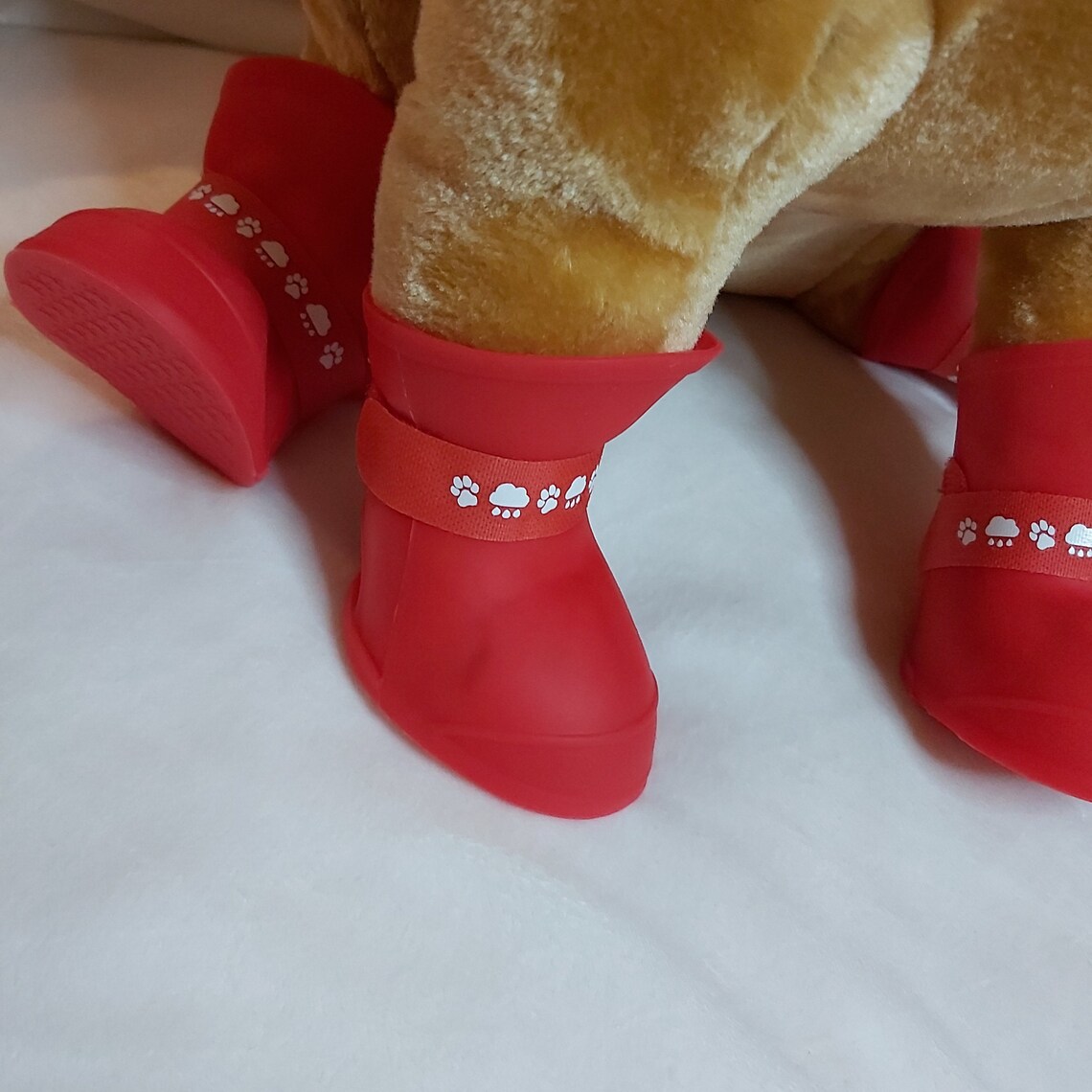 SMALL set of 4 red dog pet wellington boots soft hoop and loop Etsy