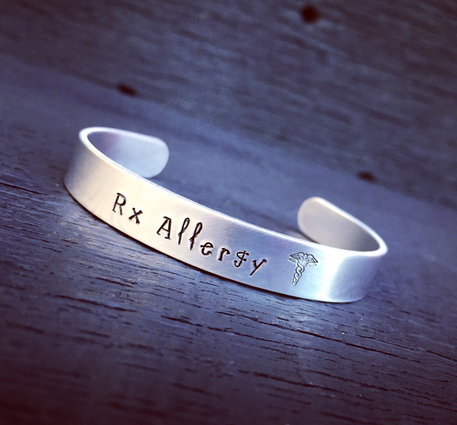 Personalized Allergy Medical Alert Cuff Bracelet Allergy Etsy