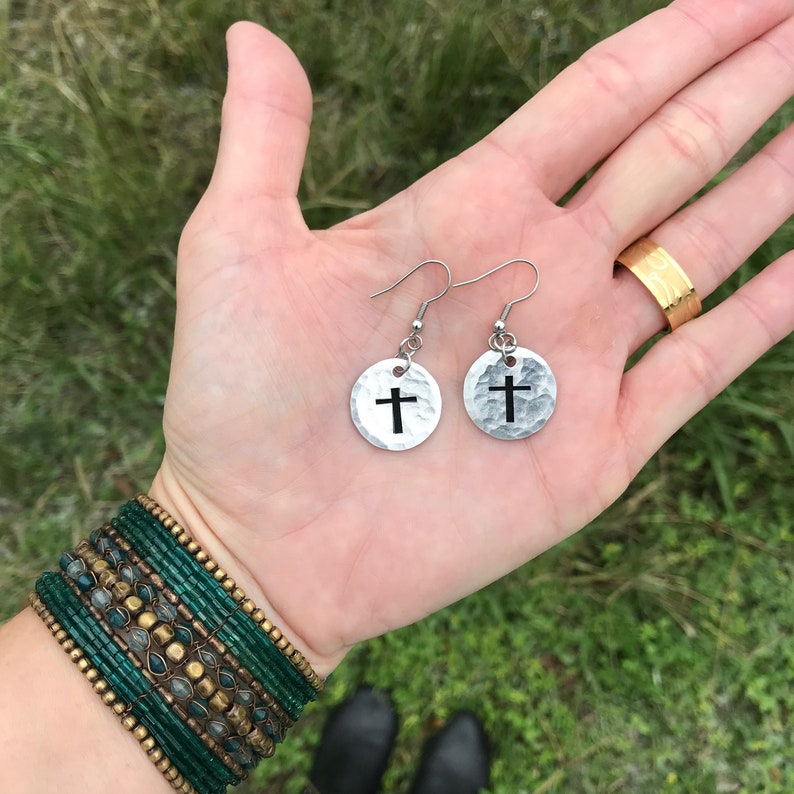 Cross Earrings Religious Jewelry Baptism Gift Etsy