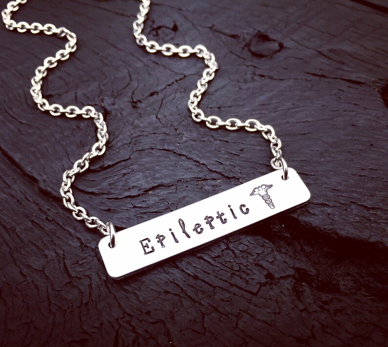 Epileptic Medical Alert Bar Necklace Epilepsy Necklace Etsy